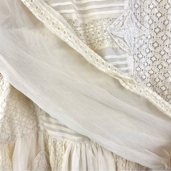 Free People Leigh Chiffon Embroidered Lace Mini Dress — Ivory (M) - Picture 5 of 7